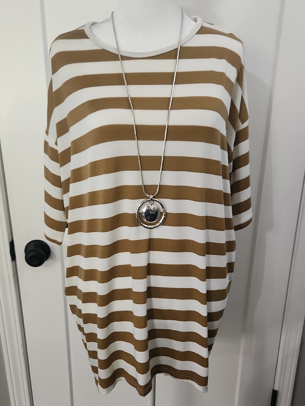 Mustard Yellow Striped High-Low T-Shirt